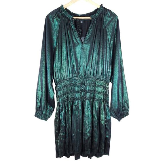 Current Air Womens Metallic Green Long Sleeve Medium Mini Dress Date Night Chic - Picture 1 of 15